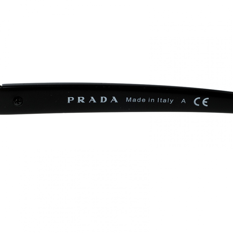 Pre Owned Prada Silver/Black SPR 59N Aviator Sunglasses