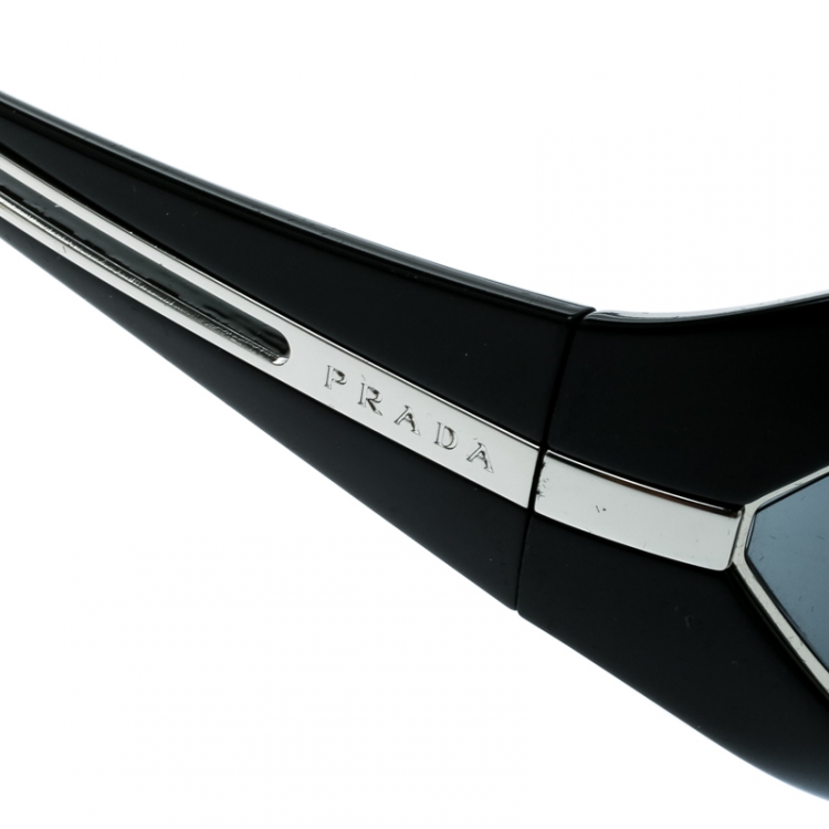 Pre Owned Prada Black SPR09H Shield Sunglasses