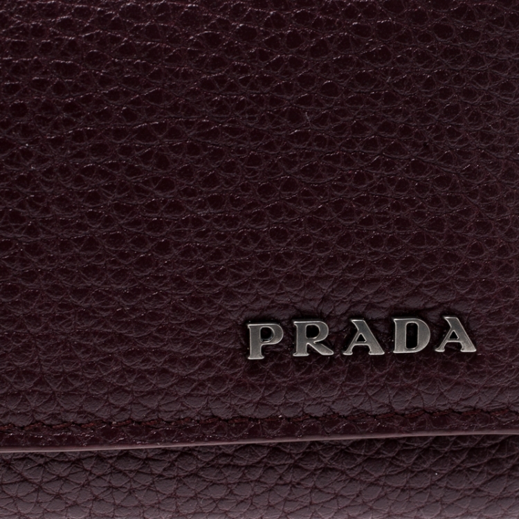 Pre Owned Prada Burgundy Leather 6 Key Holder