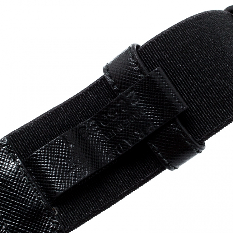Pre Owned Prada Black Stretch Fabric Belt 90CM