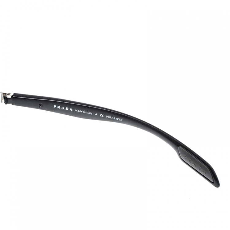 Pre Owned Prada Silver/ Black Gradient Polarized SPS53P Linea Rossa Aviator Sunglasses