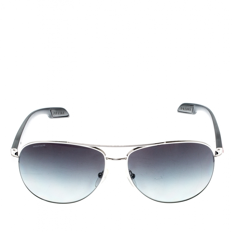 Prada Silver/ Black Gradient Polarized SPS53P Linea Rossa Aviator  Sunglasses Prada | TLC