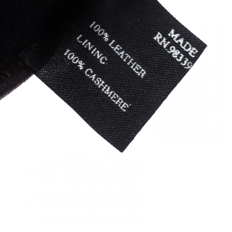 Pre Owned Prada Dark Brown Leather Cashmere Lining Gloves