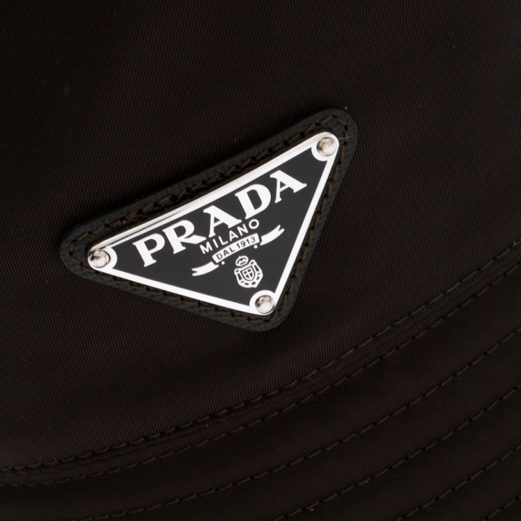 Pre Owned Prada Khaki Green Synthetic Rain Hat Size S