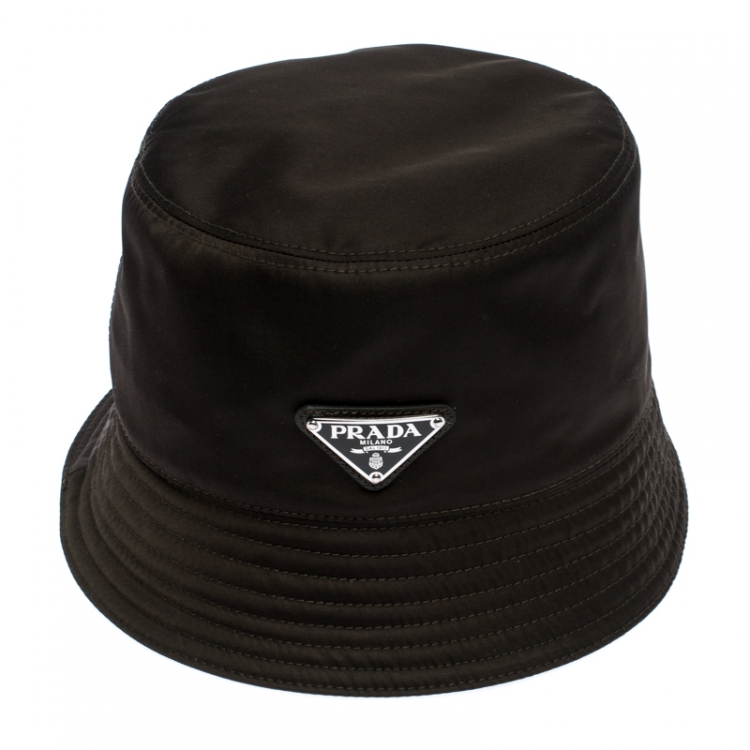 Pre Owned Prada Khaki Green Synthetic Rain Hat Size S