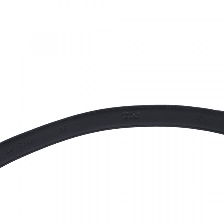 Pre Owned Prada Black Saffiano Leather Buckle Belt 90CM
