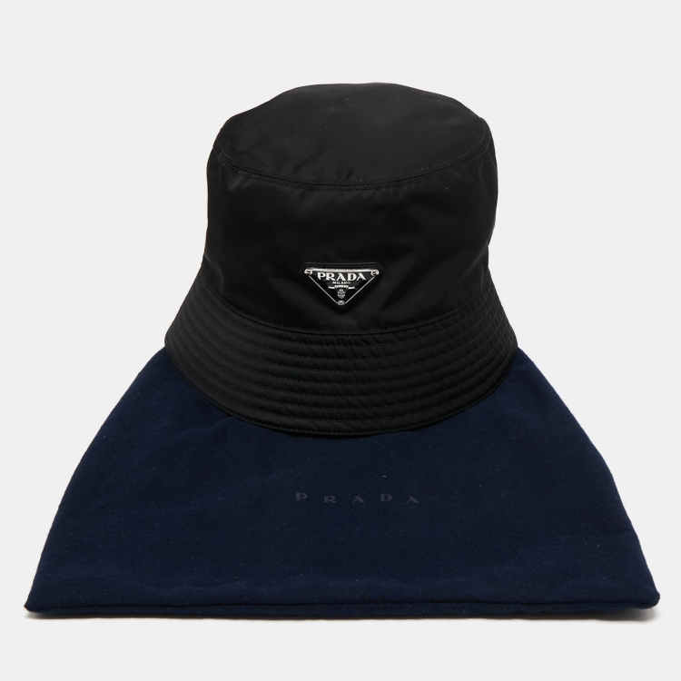 Pre Owned Prada Black Re-Nyon Bucket Hat L