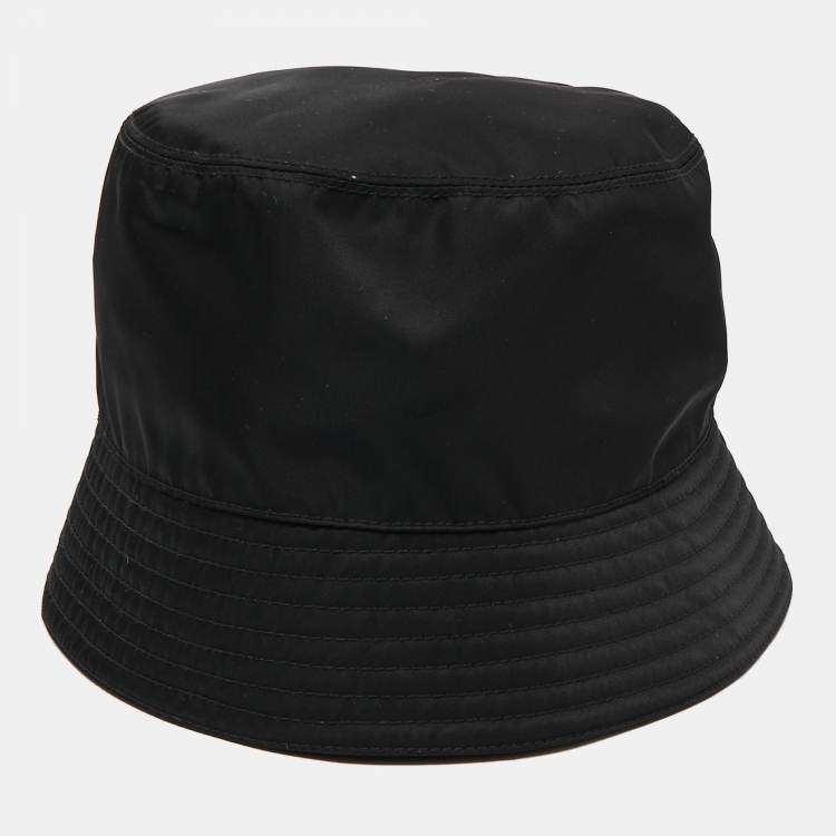 Pre Owned Prada Black Re-Nyon Bucket Hat L