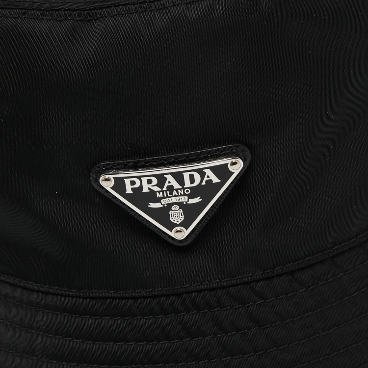 Pre Owned Prada Black Re-Nyon Bucket Hat L