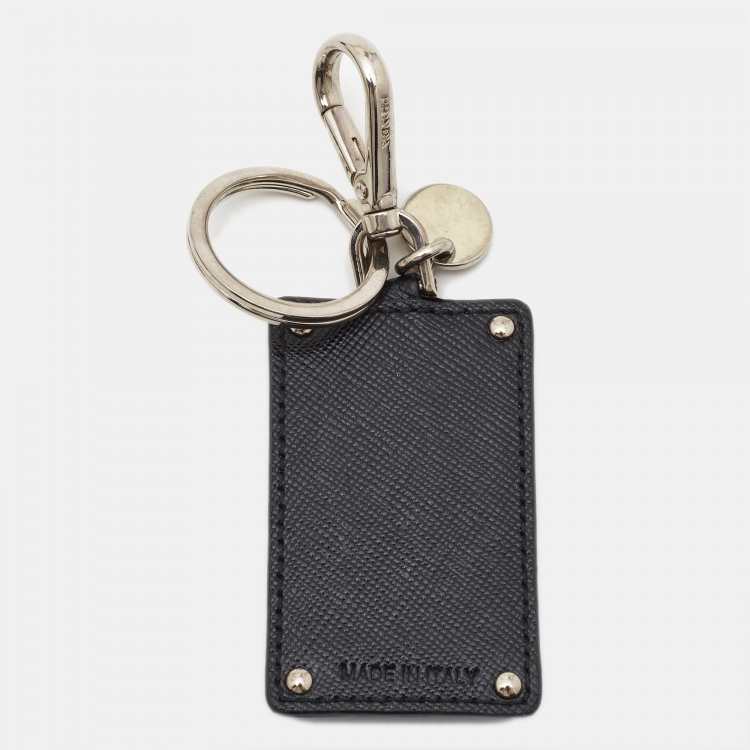 【関税&送料込】Prada Black Calf Hair And Leather Keyring Prada Saffiano leather keychain Black - Men | VIETTI Online