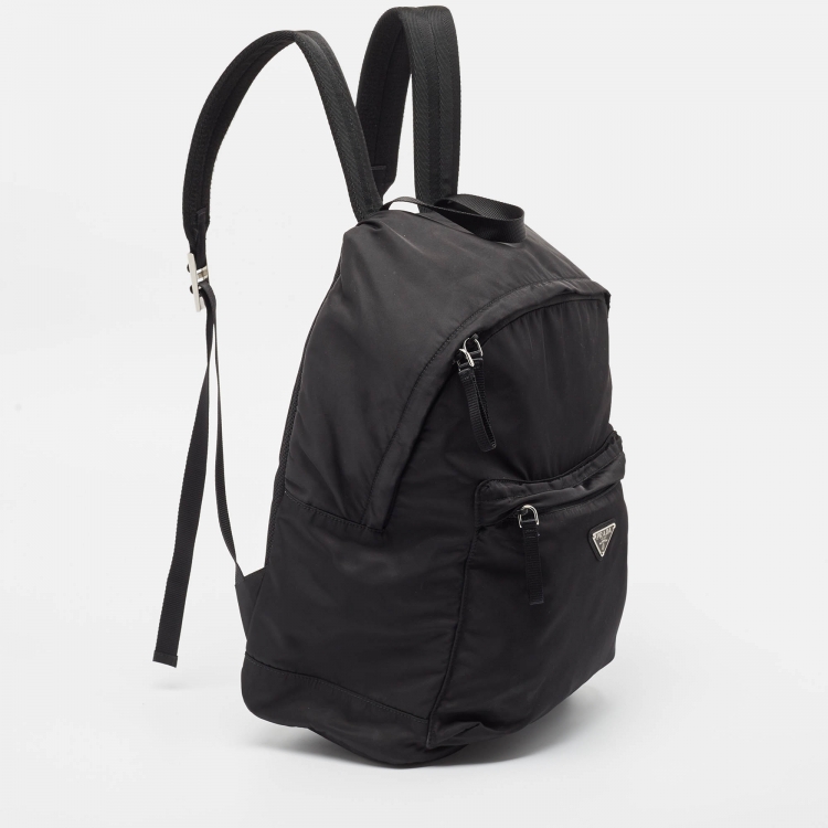 Pre Owned Prada Black Nylon Zip Backpack