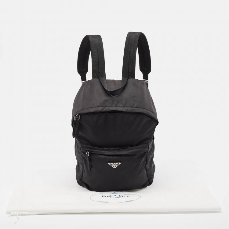 Pre Owned Prada Black Nylon Zip Backpack