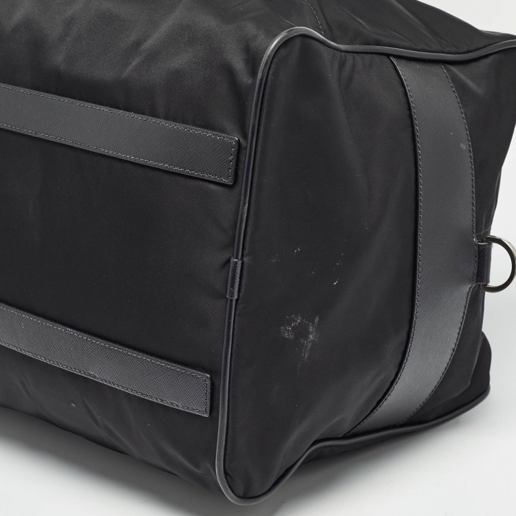 Pre Owned Prada Black Nylon and Leather Duffle Bag