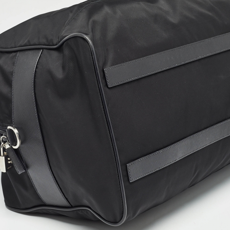 Pre Owned Prada Black Nylon and Leather Duffle Bag