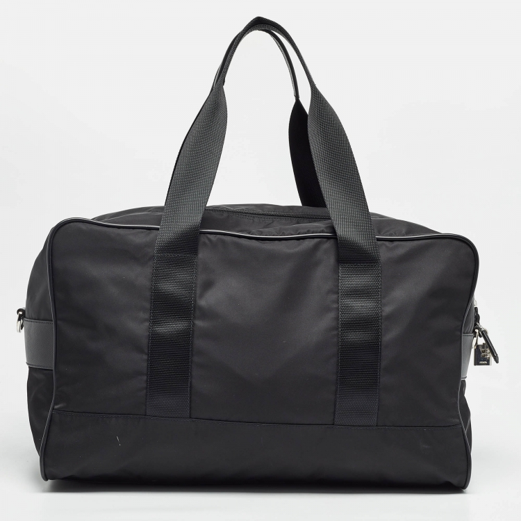 Pre Owned Prada Black Nylon and Leather Duffle Bag