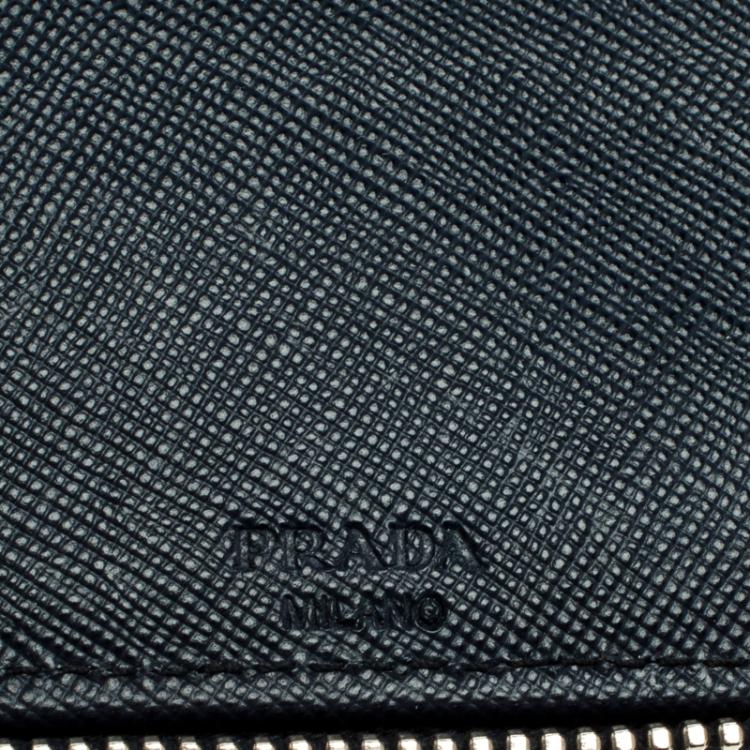 Pre Owned Prada Dark Blue Saffiano Leather Zip Around Agenda Cover