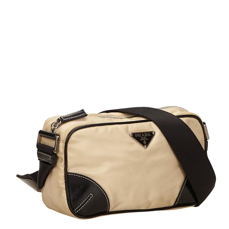 Pre Owned Prada Bi Color Tessuto Nylon/Leather Messenger Bag