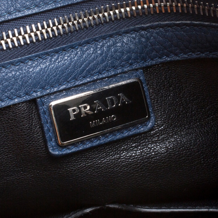Pre Owned Prada Blue/Black Leather Tote