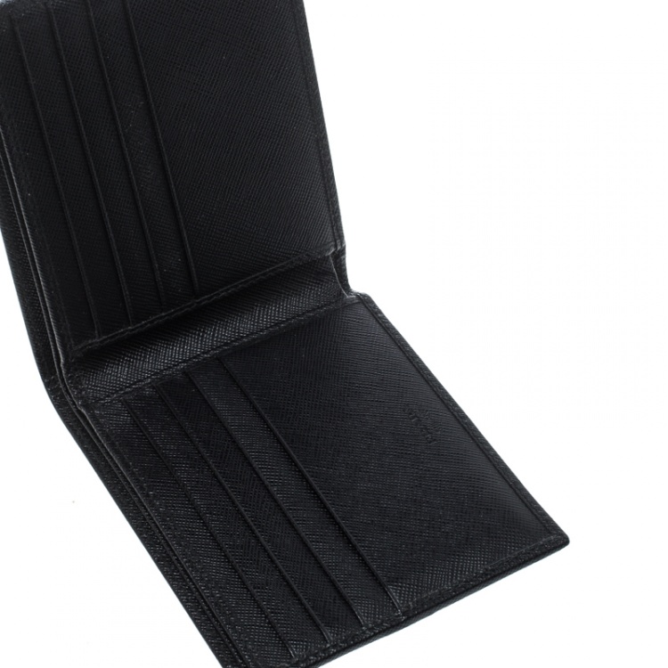 Pre Owned Prada Black Saffiano Leather  Bifold Wallet
