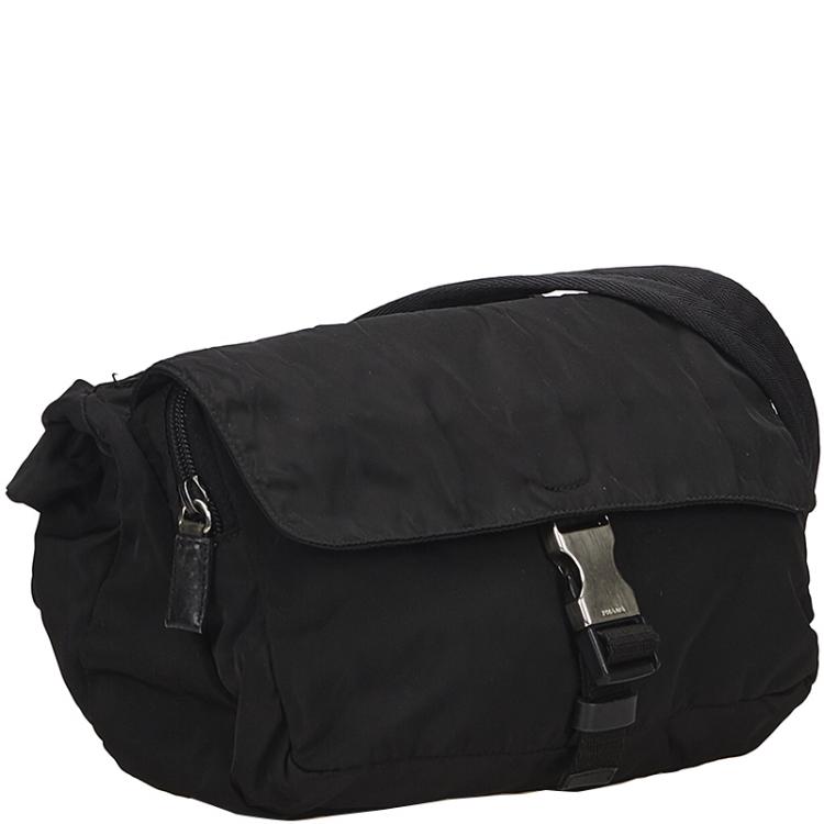 Pre Owned Prada Black Nylon Messenger Bag