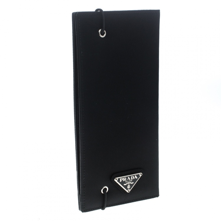 Pre Owned Prada Black Nylon Continental Wallet