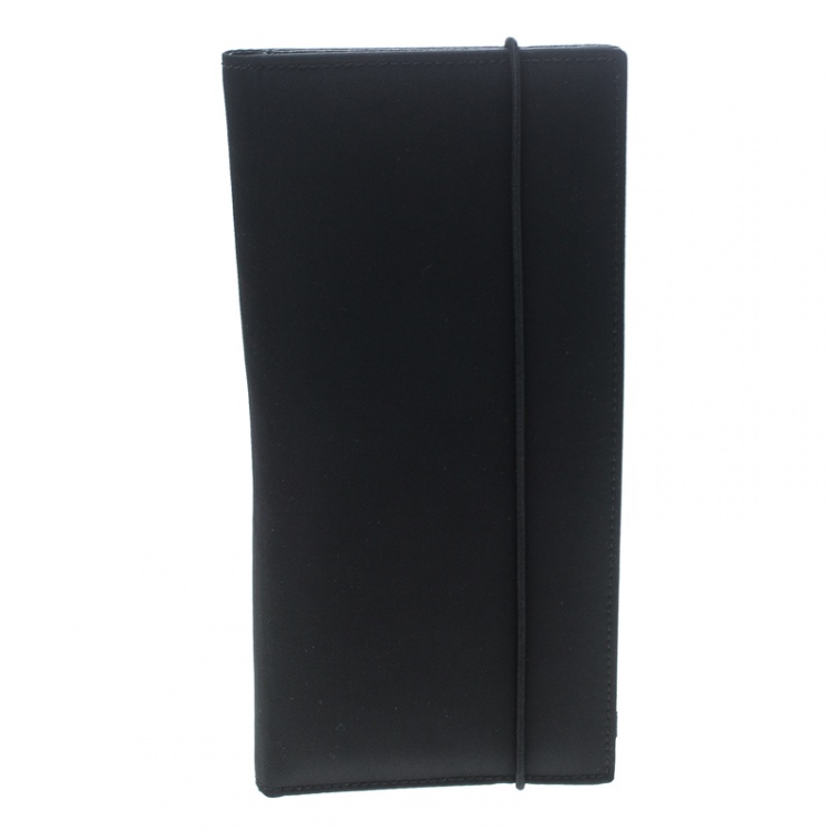 Pre Owned Prada Black Nylon Continental Wallet
