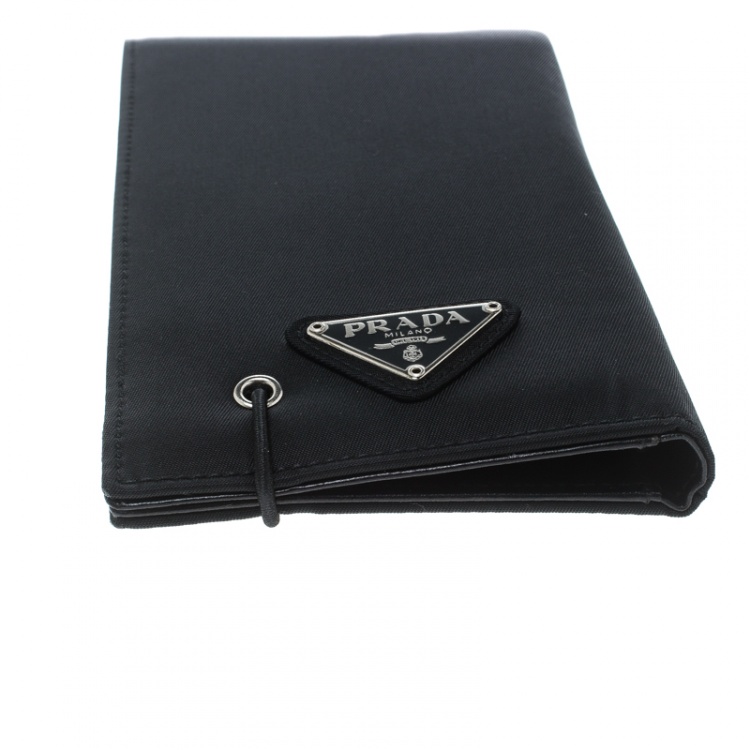 Pre Owned Prada Black Nylon Continental Wallet