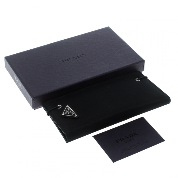 Pre Owned Prada Black Nylon Continental Wallet