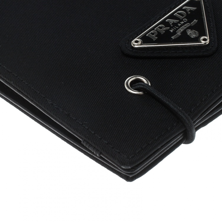 Pre Owned Prada Black Nylon Continental Wallet