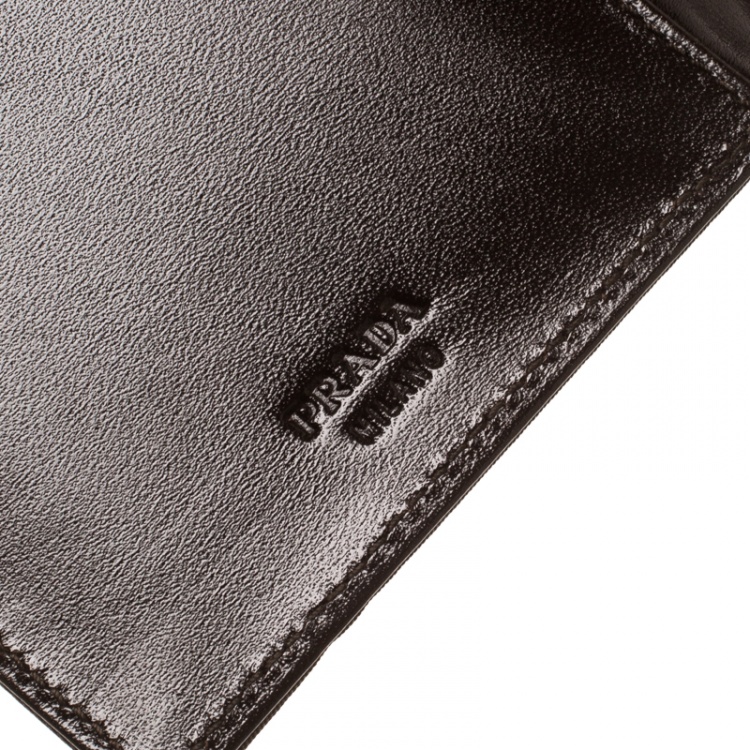 Pre Owned Prada Dark Brown Nylon Continental Wallet