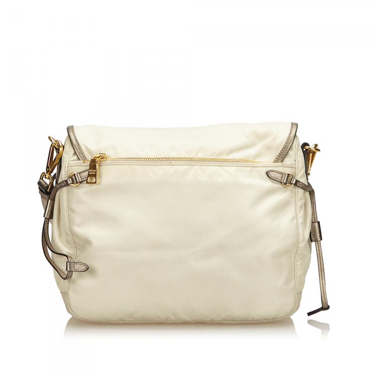 Pre Owned Prada Two Tone Tessuto Nylon and Leather Messenger Bag