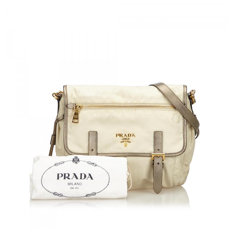 Pre Owned Prada Two Tone Tessuto Nylon and Leather Messenger Bag