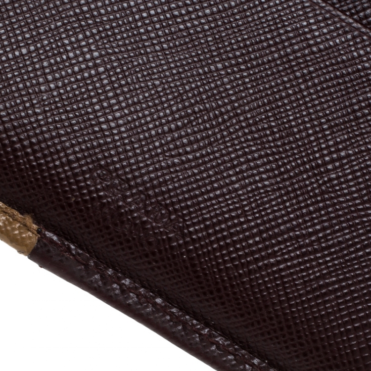 Pre Owned Prada Burgundy/Brown Saffiano Leather Bifold Wallet