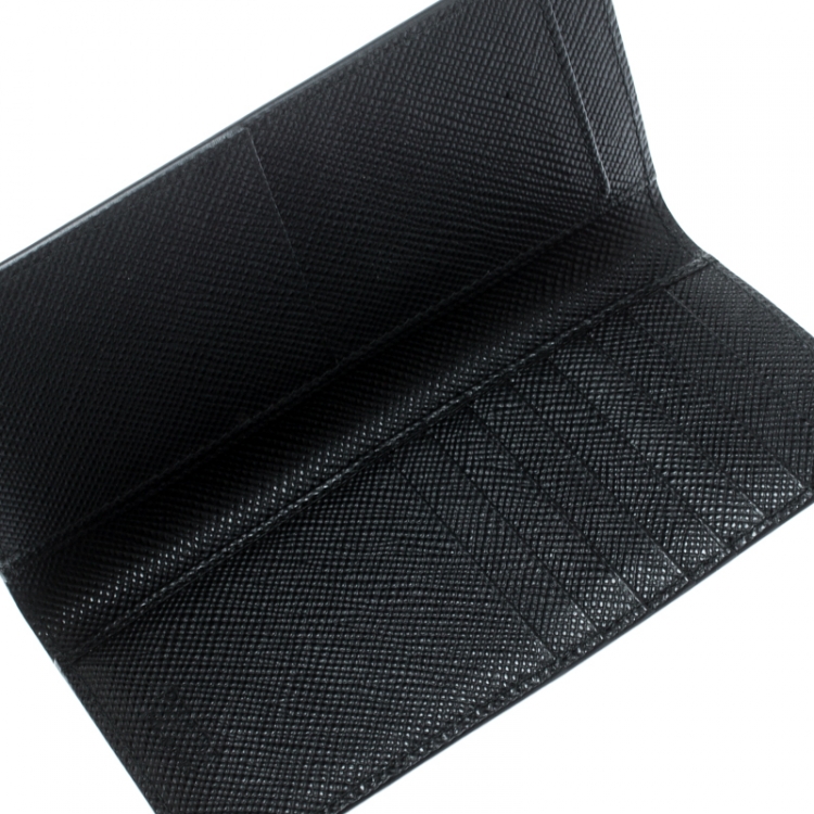 Pre Owned Prada Black Leather Bi Fold Card Holder