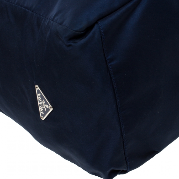 Pre Owned Prada Blue Nylon Messenger Bag