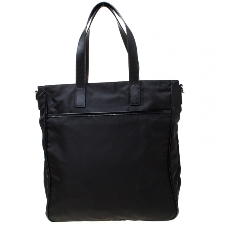 Pre Owned Prada Black Nylon and Leather Multipocket Tote