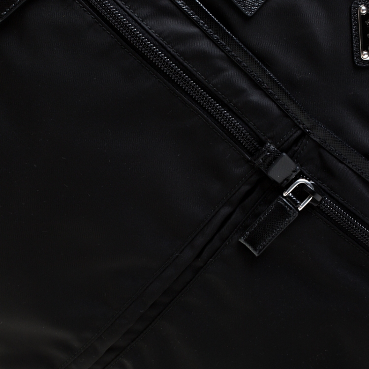 Pre Owned Prada Black Nylon and Leather Multipocket Tote