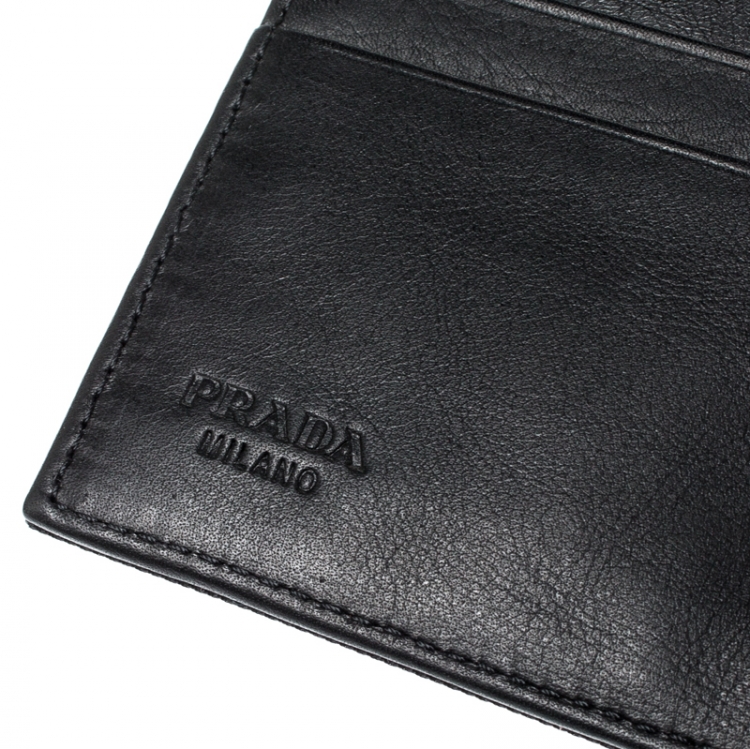 Pre Owned Prada Black Nylon Portafoglio Bifold Wallet
