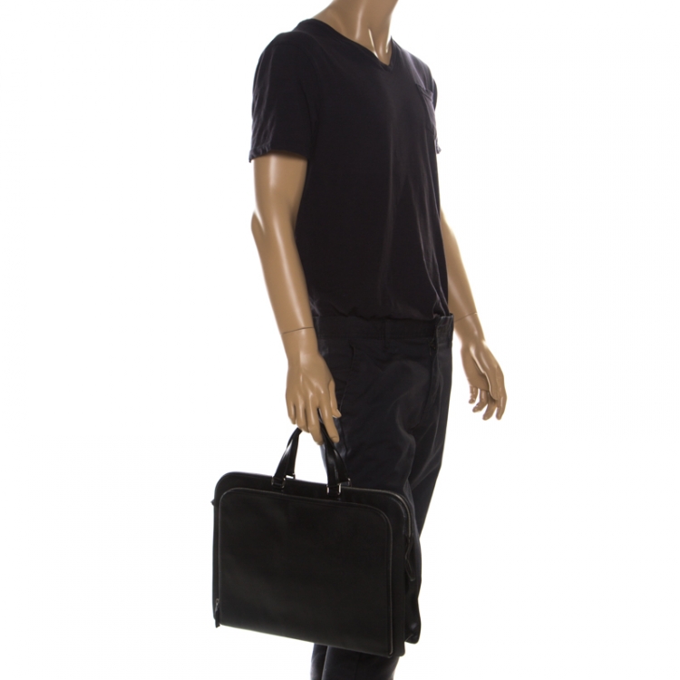 Prada business bag in nylon and Saffiano leather