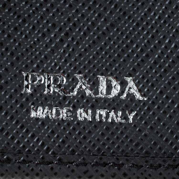 Pre Owned Prada Dark Grey Saffiano Leather Trifold Wallet
