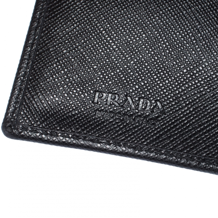 Pre Owned Prada Black Saffiano Lux Leather Bifold Card Holder
