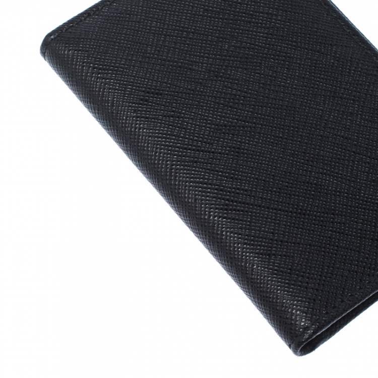 Pre Owned Prada Black Saffiano Lux Leather Bifold Card Holder
