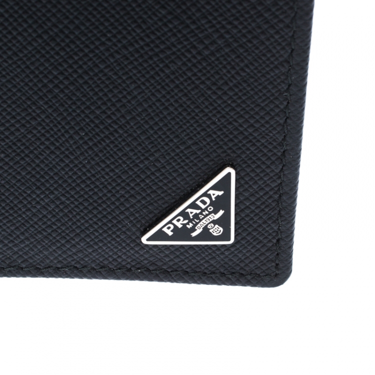 Pre Owned Prada Black Saffiano Lux Leather Bifold Card Holder
