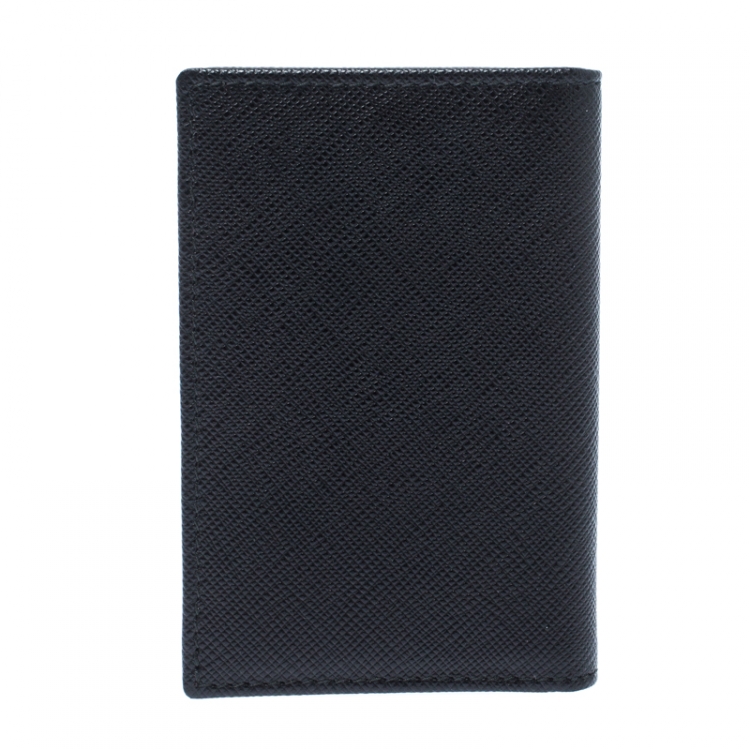 Pre Owned Prada Black Saffiano Lux Leather Bifold Card Holder