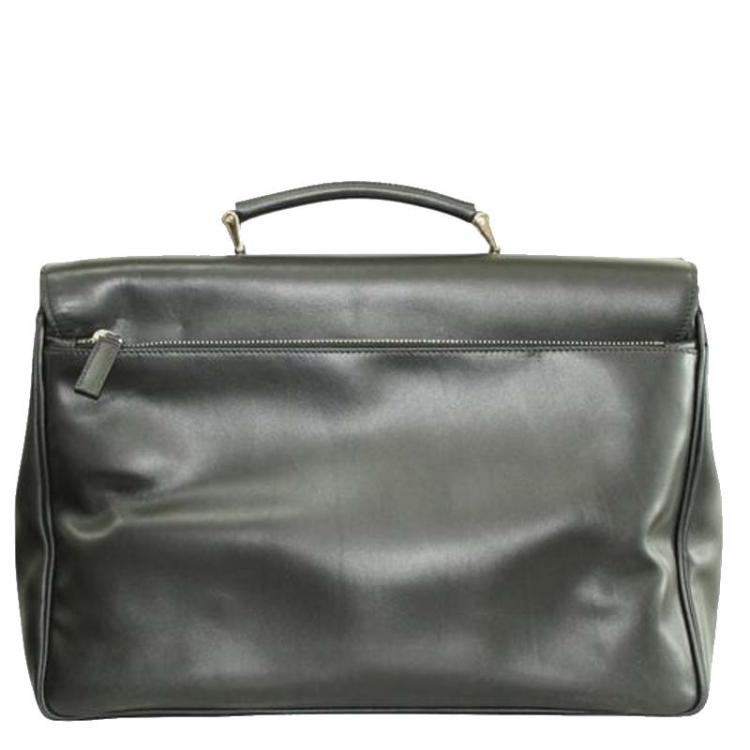 Pre Owned Prada Black Leather Laptop Bag 