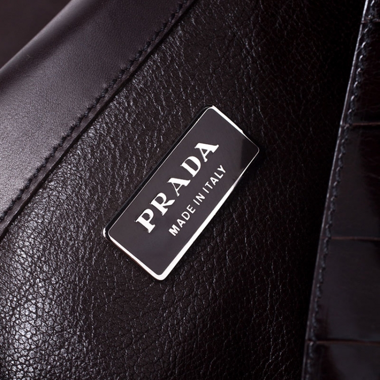 Pre Owned Prada Dark Brown Crocodile Briefcase   