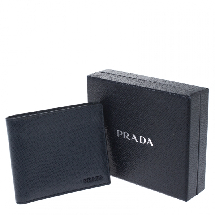 Pre Owned Prada Navy Blue Saffiano Leather Bifold Wallet