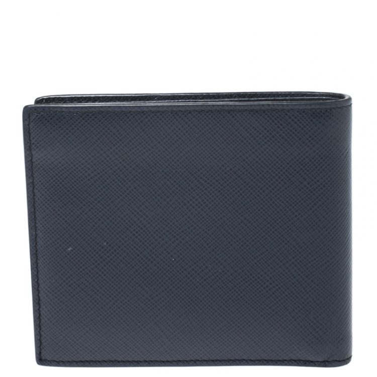 Pre Owned Prada Navy Blue Saffiano Leather Bifold Wallet