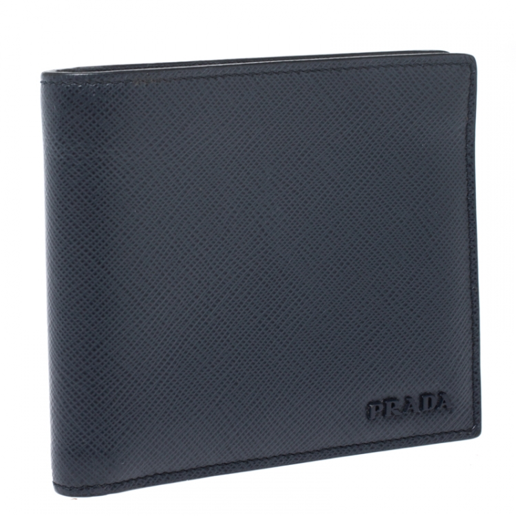 Pre Owned Prada Navy Blue Saffiano Leather Bifold Wallet