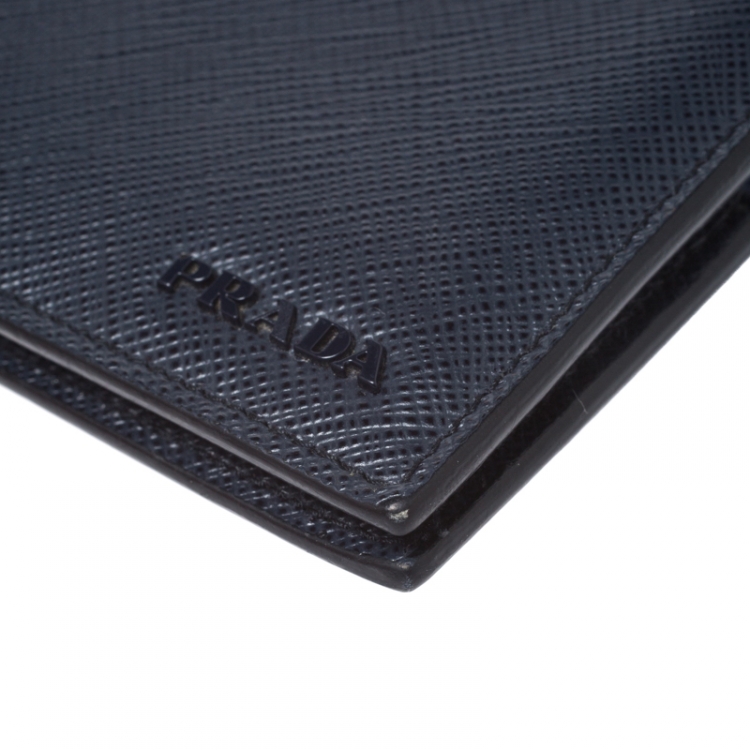 Pre Owned Prada Navy Blue Saffiano Leather Bifold Wallet